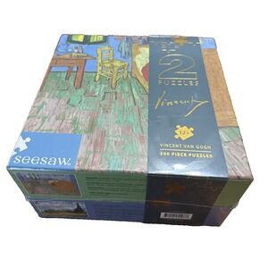 New & Sealed Vincent Van Gogh 2 Puzzles 500 pc Bedroom in Arles & Wheat Field -
